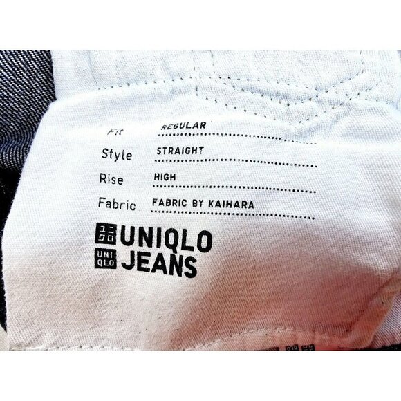 Uniqlo Size 24X27 Womens Regular Straight High Rise Kaihara Blue Denim Jeans - Picture 6 of 12